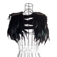 black natural feather shrug shawl shoulder wraps cape gothic collar cosplay costume party body cage feather fake collar