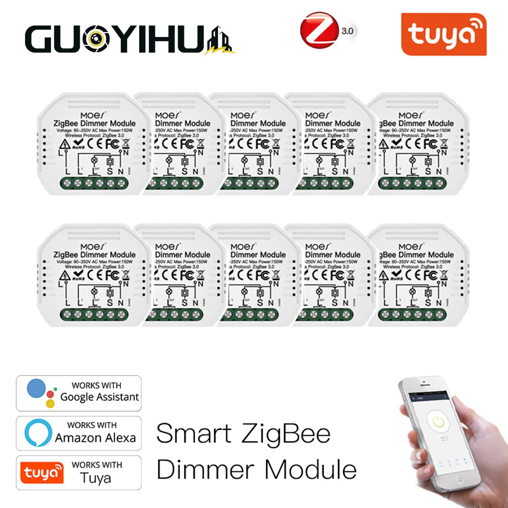 

Модуль регулятора яркости Tuya Life для умного дома Zigbee, выключатель света для управления Alexa Google Home, автоматизация дома и Голосовое управление