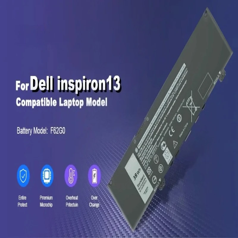 Фото F62G0 Аккумулятор 11,4 В, 3166 мАч, 38 Втч для Dell Inspiron 13 7373 7386 2 в 1 5370 7370 7380 P83G P87G Vostro 5370 P87G P83G P91G №5