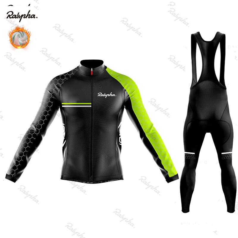 Raphaful Winter Thermal Fleece Long Sleeve Cycling jersey Set bib Pants Ropa Ciclismo Bicycle Clothing MTB Bike Men Clothes Suit |