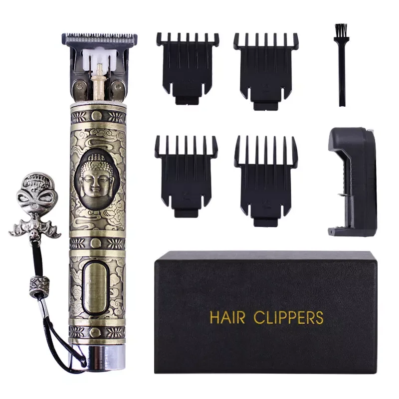 

NEW2023 USB Bronze Buddha Hair Clipper Cordless Detailed Grooming Close Cutting TBlade Trimmer Clipper Constant Speed Carbon-ste