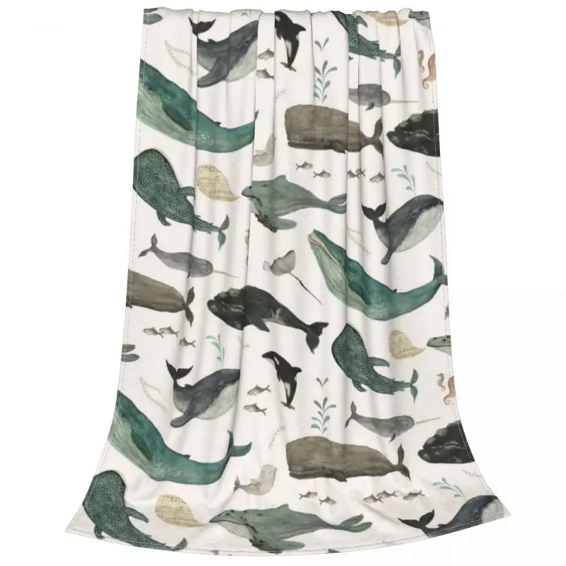 Одеяла с рисунком Кита песни Orcas и Narwhals aquaрель биология фланелевые Смешные теплые