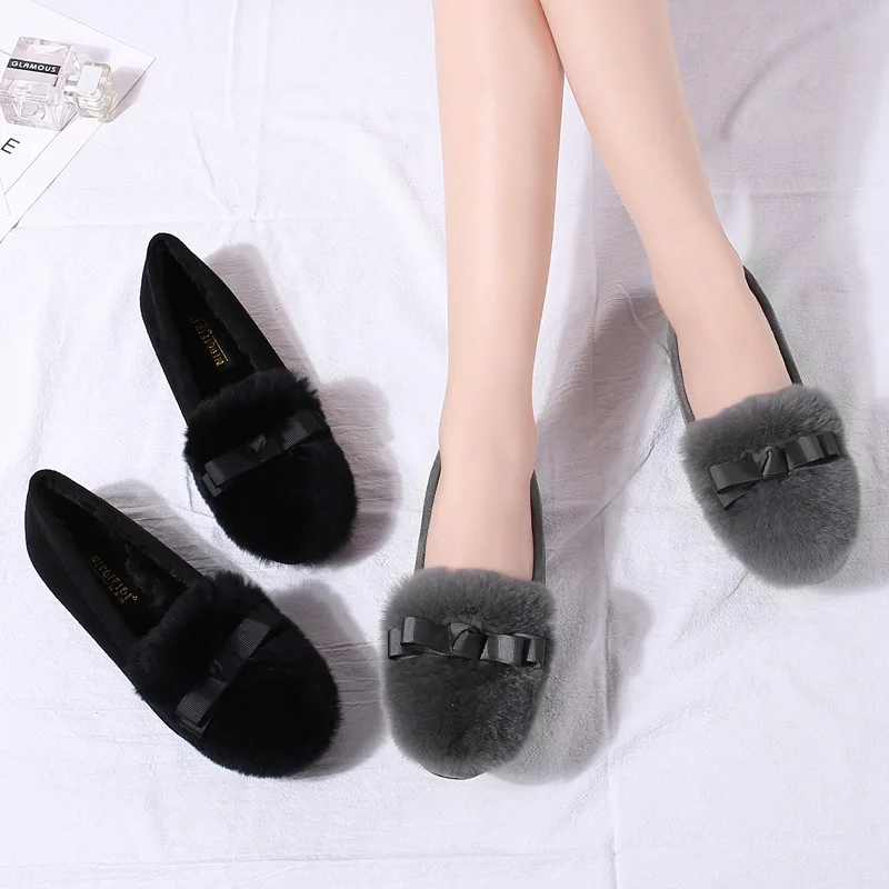 41 42 43 Plus Big Over Large Size Women's Shoes Plus Velvet 2020 Autumn/winter New Pumps and Velvet Cotton Flat Shoes
