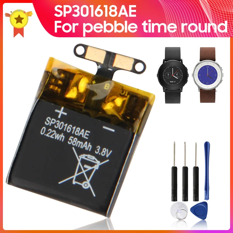 Новый Сменный аккумулятор SP301618AE для Pebble Time Round 58mAh 0.22wh 3,8 V