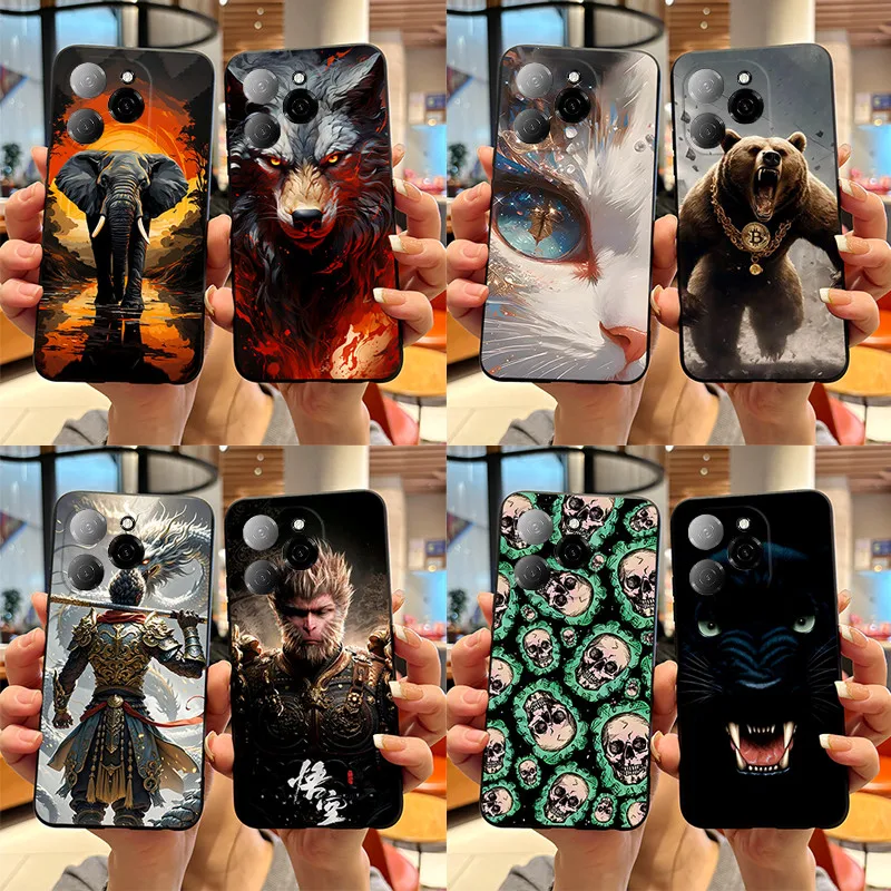 Для Tecno Spark 20 Pro 5G силиконовый черный миф Wukong Мягкий ТПУ Защитная задняя крышка для