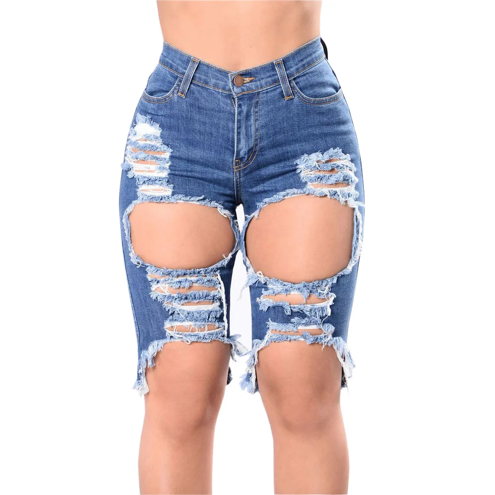

YP191 Women's Denim Pants 2022 Summer Sexy Streetwear Fashion Casual Ripped Slim Fit Jeans