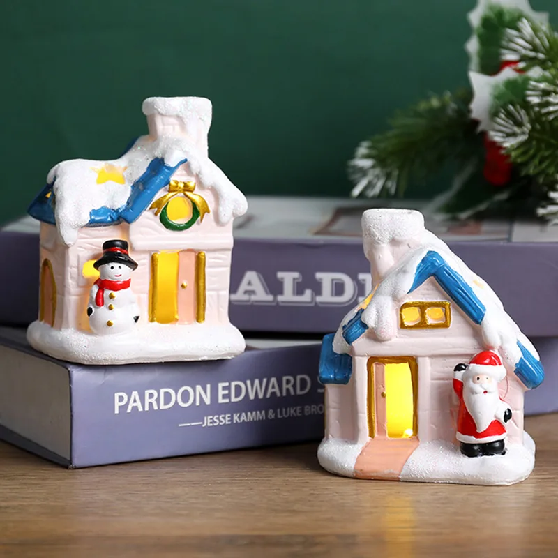 

New Christmas Glowing Tiny House Santa Claus Snowman Ornament Decorations Gift Luminous European SnowRoom