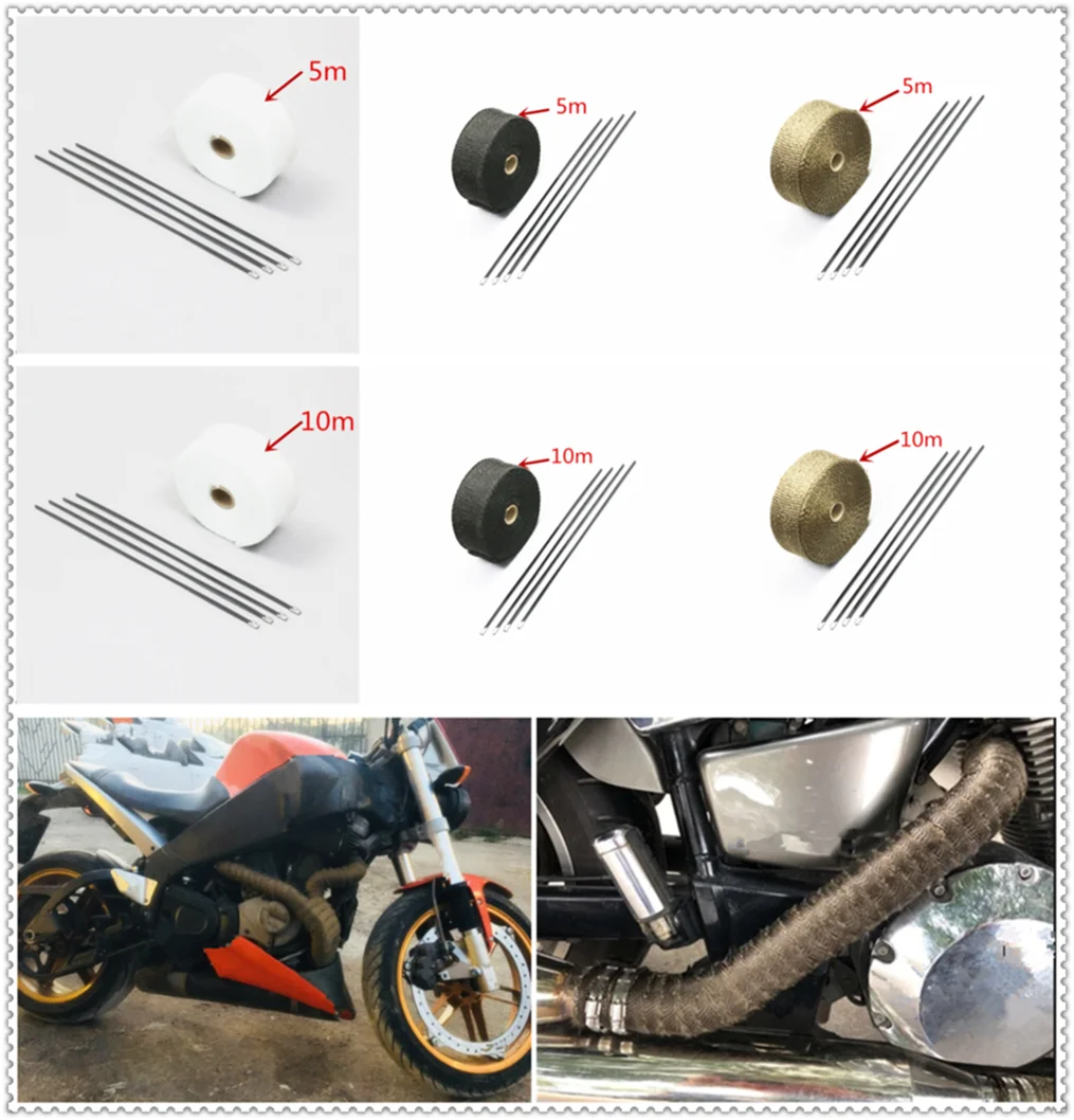 5 см * м 10 15 титановая/черная выхлопная Тепловая оберточная лента для мотоцикла