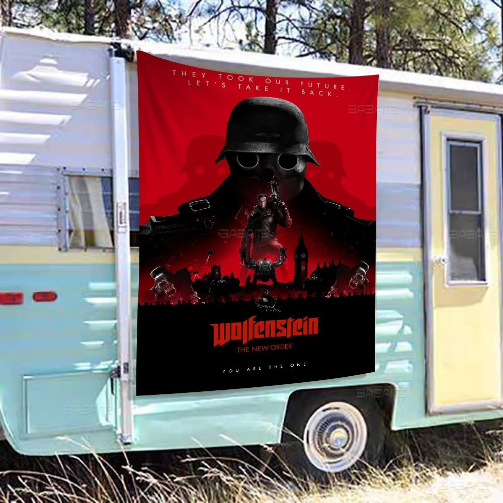 Малый баннер Wolfenstein для видеоигр из аниме Чирлидинг вытянутый вручную флаг