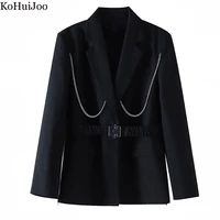 kohuijoo oversized blazer designer womens spring autumn fashion women chain sashes woman jacket long sleeve high street coats
