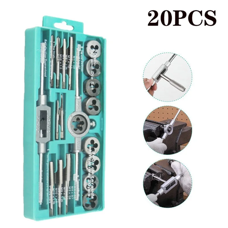 8/12/20In 1 Tap And Die Set M3-M12 Male Thread Screw Threading Tool Kit Alloy Steel Female Mechanical Professional Tools Machine