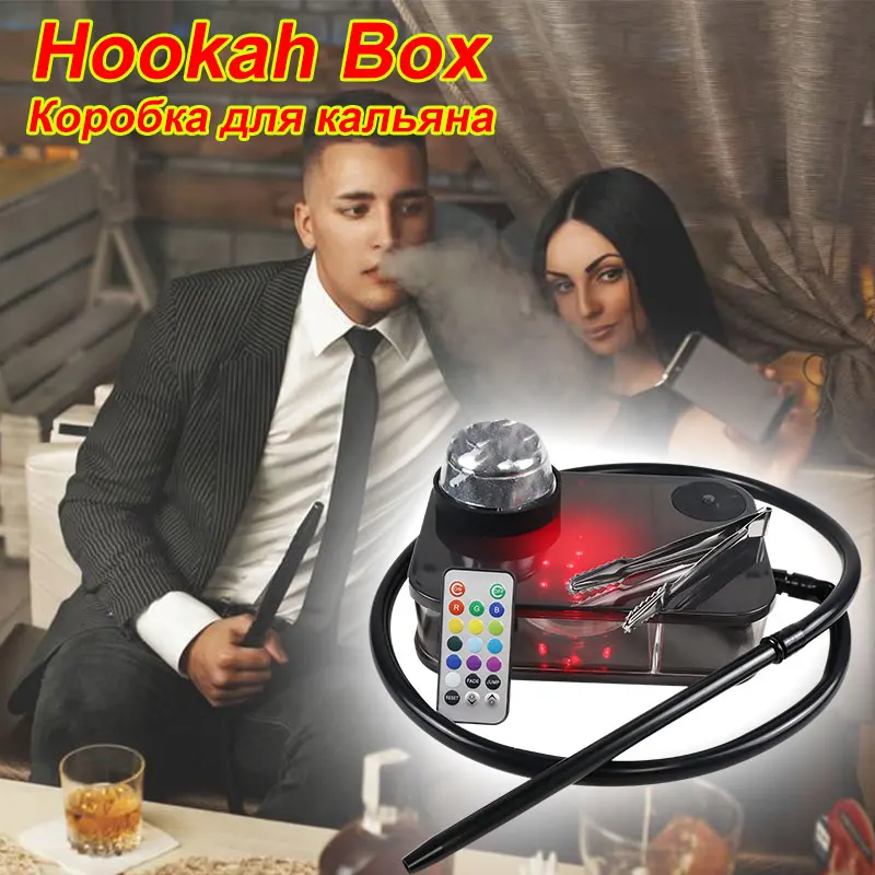 Portable Smoking Кальян Box with LED Light Shisha Nargile Cachimba Water Pipe Chicha Kit Accessories for Smoking кальян Shisha