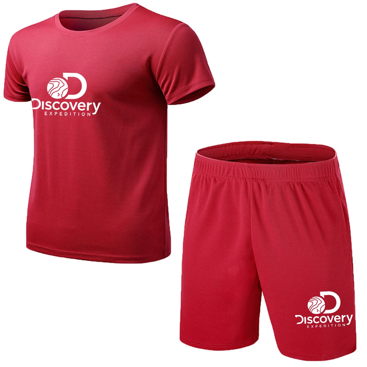 Discovery summer hot sale Short sleeve men's suit men's T-shirt short sleeve + shorts Breathable print 2-piece beach jogging set