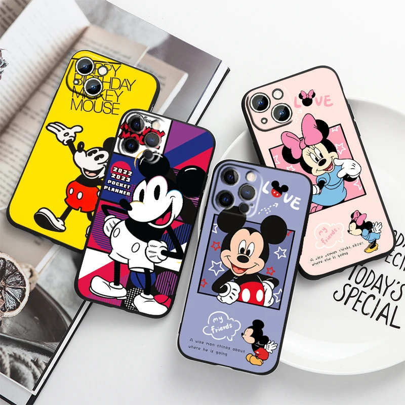 

Disney Mickey Mouse Pretty For Apple iPhone 14 13 12 11 Pro Max Mini XS Max X XR 6S 6 7 8 Plus 5S SE2020 Soft Black Phone Case