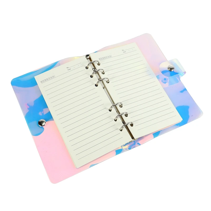 

6 Ring Rainbow Soft PVC Notebook Binder Cover With Snap Button Closure 12 Binder Pockets And 45 Loose Leaf Paper