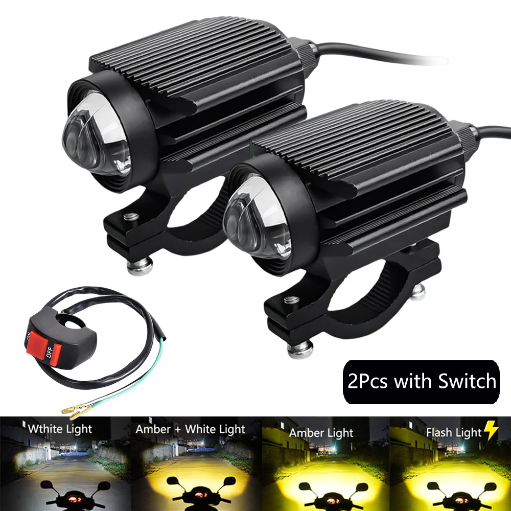 

Дополнительные светодиодные фары 12 В для мотоцикла, противотуманные фары, лампа, вспомогательные прожекторы, линзы, передние фары дальнего/ближнего света/стробоскопического света