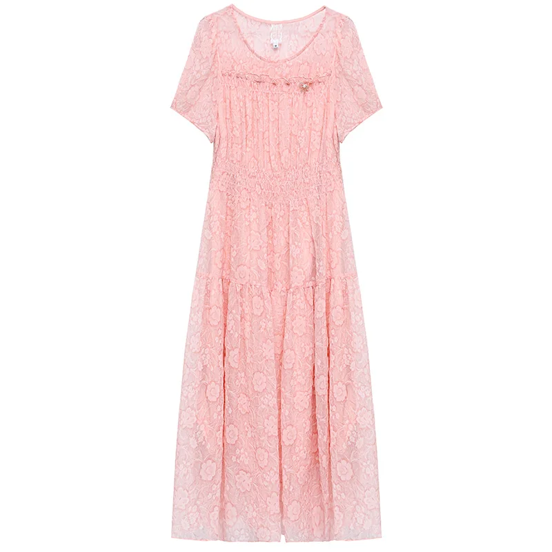 Шифоновое платье из ледяного шелка новинка 2024 женское летнее для мам элитное