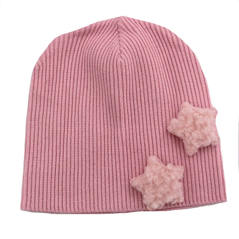 Мягкая ребристая шапка для маленьких мальчиков со звездами Вязаная Шапка-бини