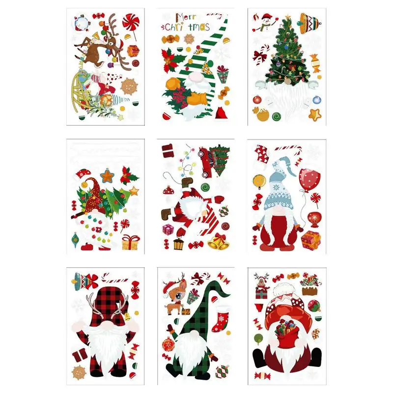 

Рождественские карликовые наклейки на окна, 9 листов