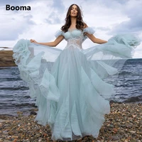 booma off shoulder pleated tulle prom dresses illusion inverted basque appliques ruffles a line evening gowns formal party gowns