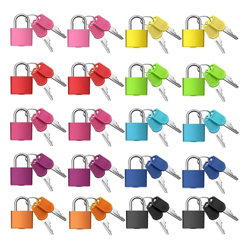 

20 Pack Suitcase Locks Durable With Keys,Multicolor Small Luggage Padlocks Metal Padlocks For School Gym Classroom Matching Game