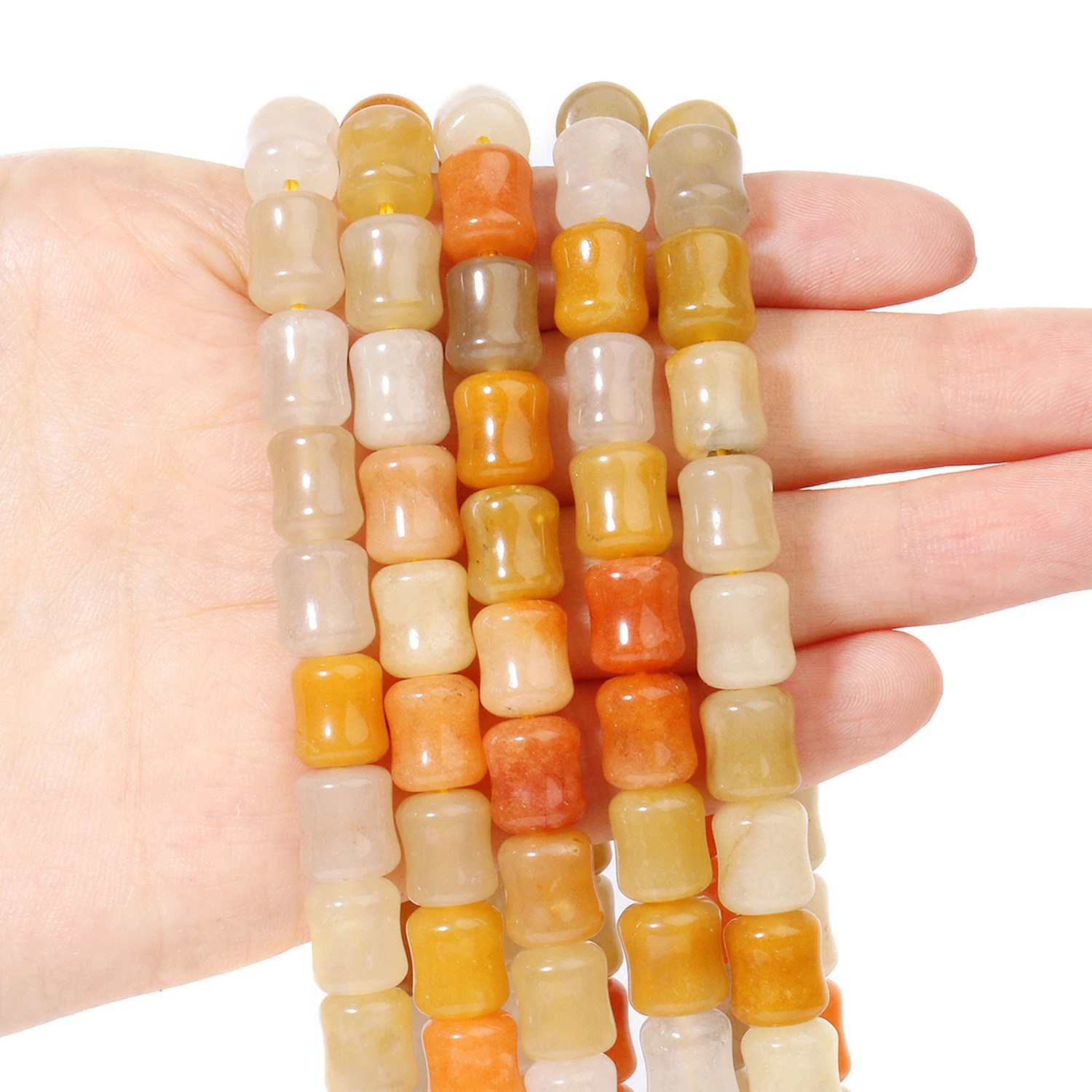 

10x8mm AA Gold Silk Jade Bamboo Joint Shape Bead Natural Stone Loose Beads for Jewelry Making DIY Bracelets Accessories 15''