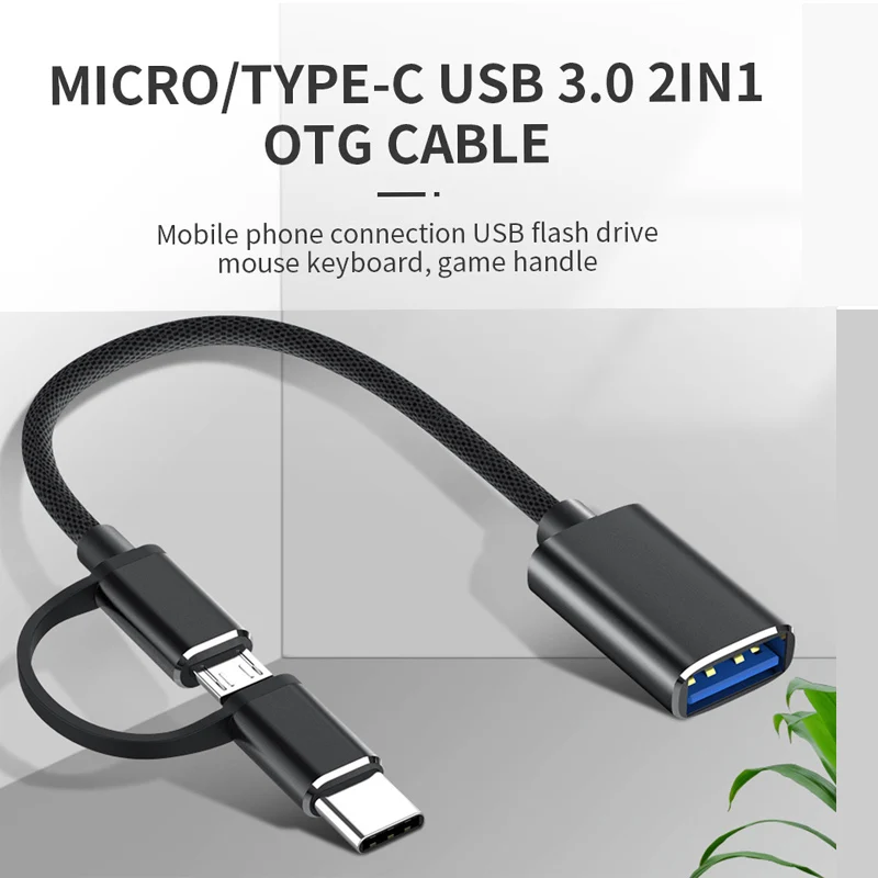 

2 In 1 USB 3.0 OTG Adapter Cable Type-C Micro USB To USB 3.0 Interface Converter For Cellphone Charging Cable Line