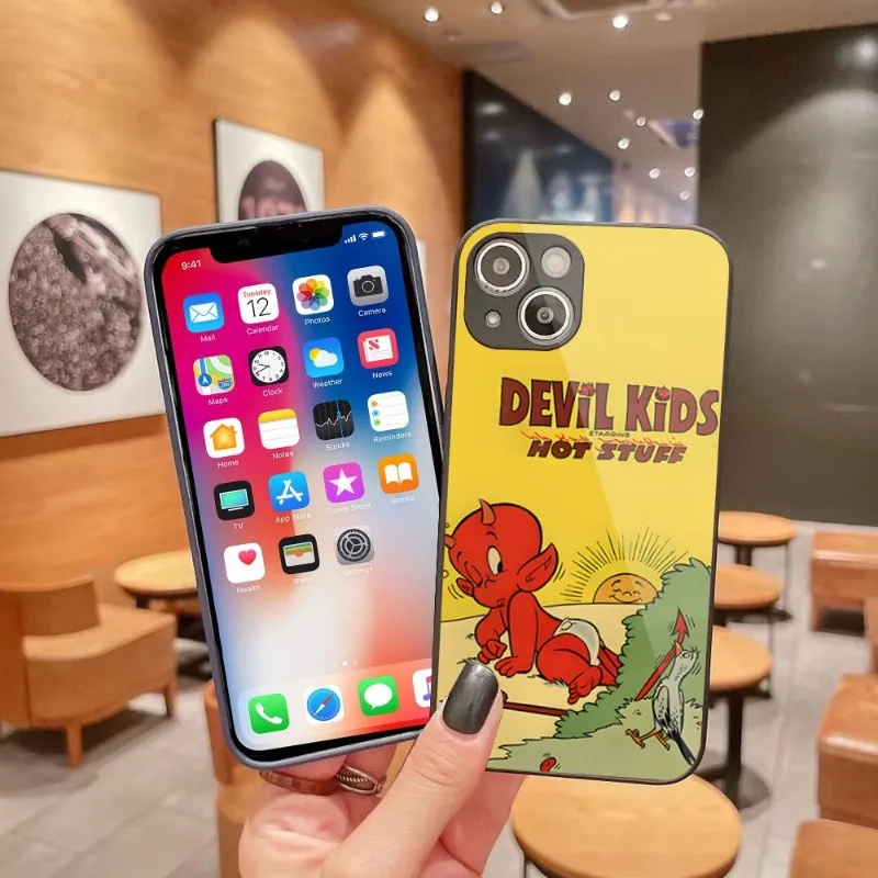 

Чехол с рисунком дьявола для iPhone 14 13 12 11 Pro Max X XR XS 8 7 Plus, чехол для телефона из жидкого стекла