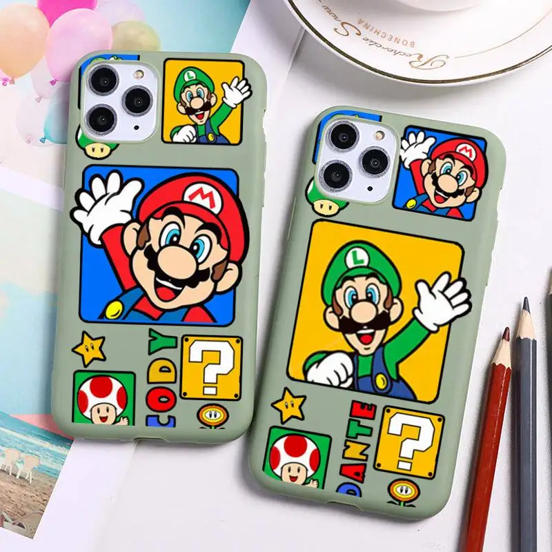 

Hot Games Super Marioes Phone Case For iphone 14 Plus 13 12 11 Pro Max Mini X XS XR Candy Green Cover