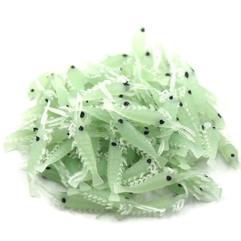 Искусственная имитация светящихся в темноте креветок для рыбалки на открытом