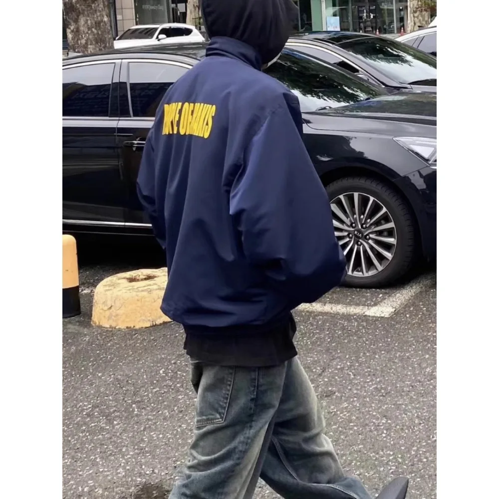 NIGO Мужская осенне-зимняя синяя куртка с подплечниками и силуэтом американских