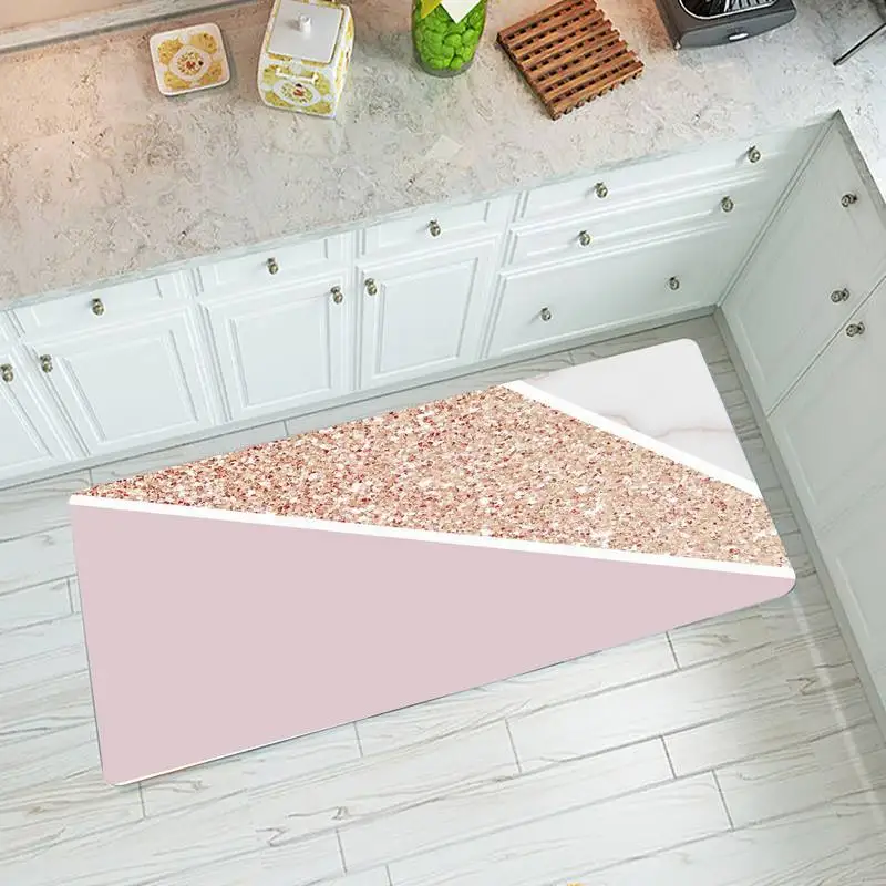 

White Pink Gold Marble Kitchen Mat Bedroom Living Room Carpet Entrance Decoration Floor Doormat Bathroom Home Hallway Long Rug