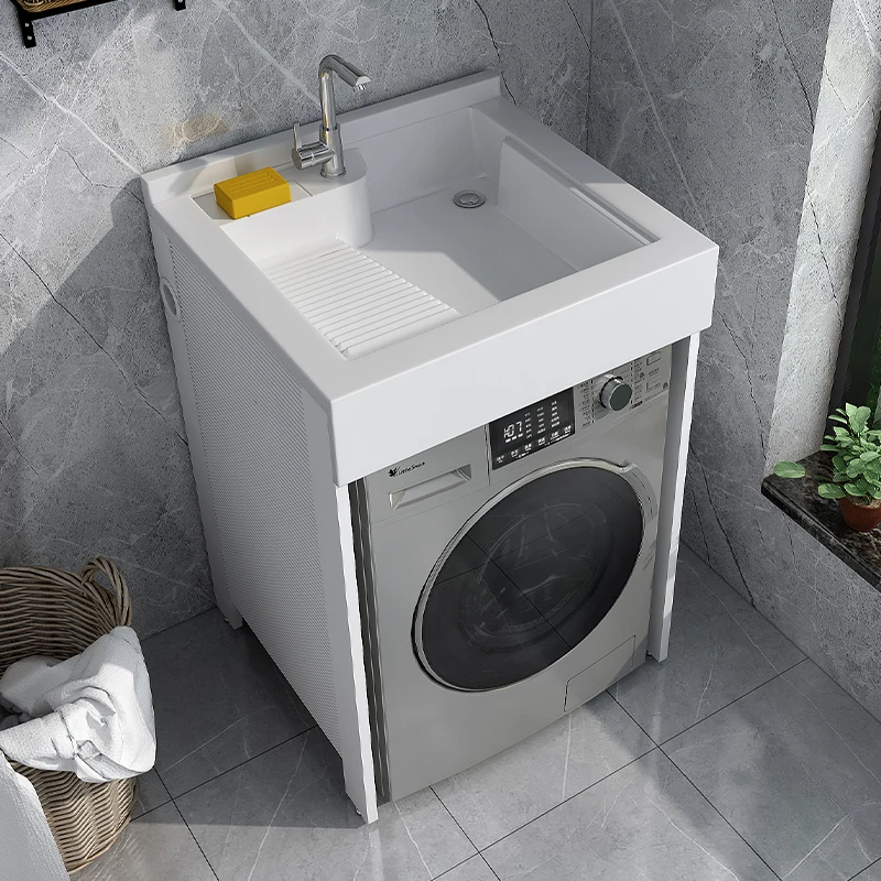 

Small Apartment Balcony Washboard Roller Wash Wardrobe Combination Bathroom Inter-Platform Basin All-in-One Cabinet
