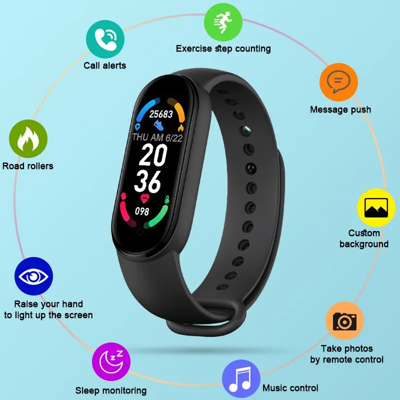 

New SH007 Smart Watch Color Screen Step Counting Multi Sport Mode Message Reminder Photography Music Remote Control Smart Band