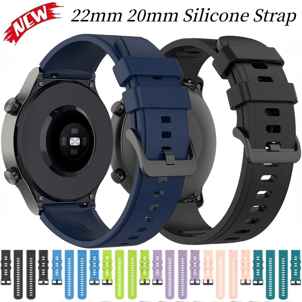 

22mm 20mm Silicone Band for Huawei Watch GT3 GT 3 GT2 2e Pro 42mm 46mm Bracelet Amazfit GTR/GTS/Samsung Galaxy Watch 3/4/5 Strap
