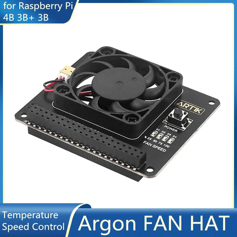 Фото Аргоновый вентилятор для Raspberry Pi 4B 3B + 3B, вентилятор контроля температуры с кнопкой питания №1