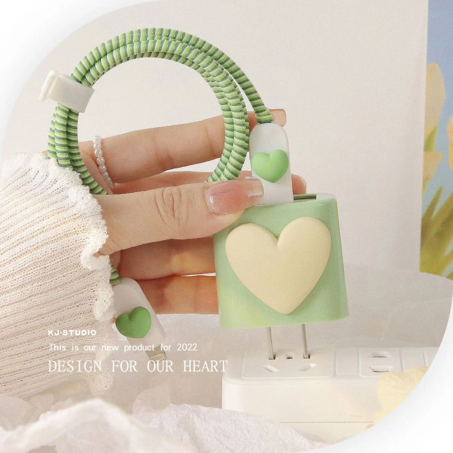 Фото Защитный чехол Green Love для Apple, устройство для намотки кабеля для Iphone 11, 12, спиральная веревка, шпагат, зарядное устройство, симпатичный чехол, 20 Вт №2