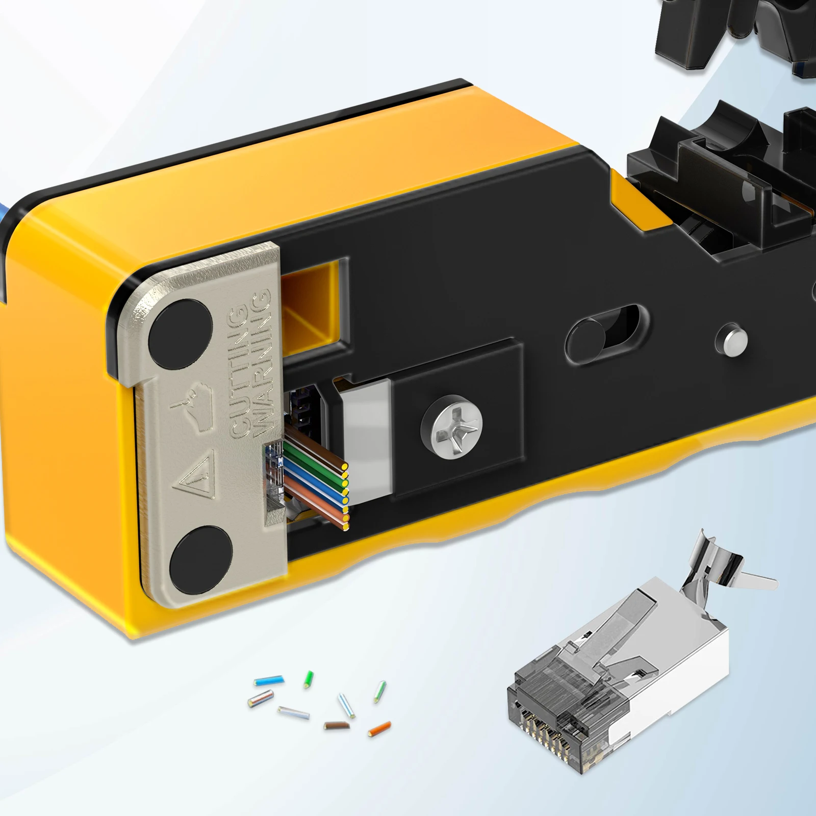 Разъем Natalink CAT6A CAT7 RJ45, сквозной экранированный 3-контактный позолоченный модульный сетевой штекер с ботинками для снятия натяжения, черный цвет (art.: 3920cff076481) - 3920cff076481