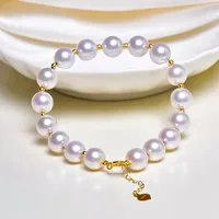 RUIYI Real 18K Gold Natural Freshwater Pearl Bracelet AU750 Round Glossy Minimalist Design Fine Jewelry for Woman Gift