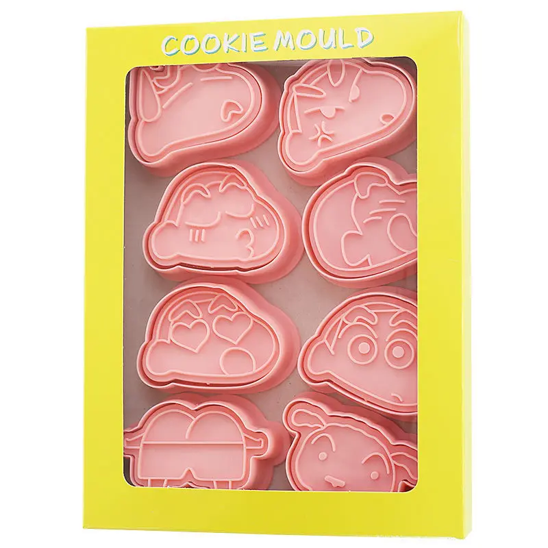 

8pcs/set Crayon Shin-chan Anime Figure 3D Plastic Cookie Mold DIY Three-Dimensional Household Fondant Baking Tools Cooking Gift