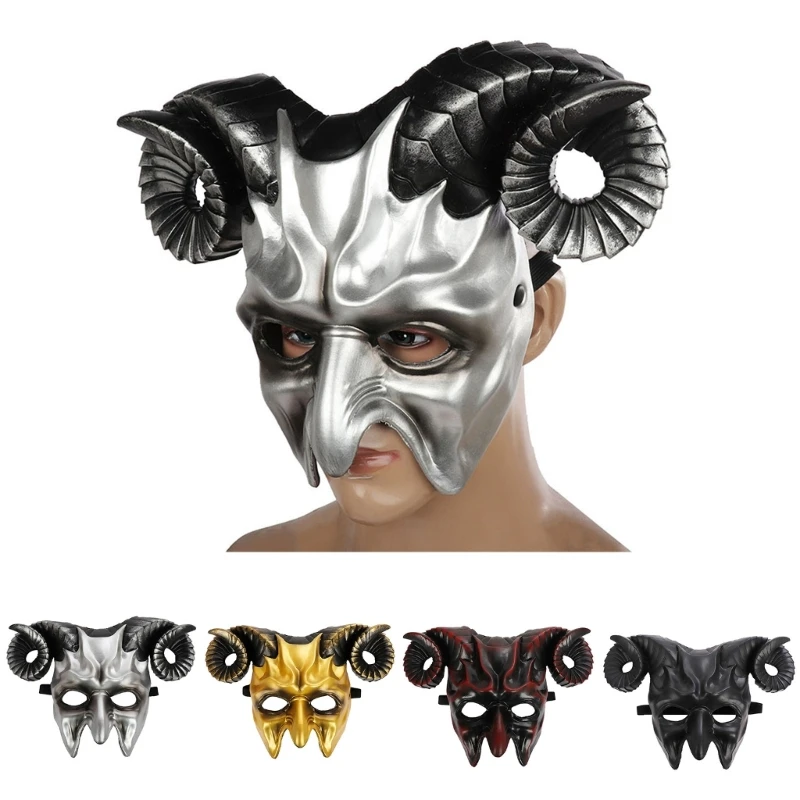 

Demons Mask Halloween Masquerade Mask Scary Half Face Mask Ox Horn Mask Devil Mask for Cosplay Costume Women Men Gift