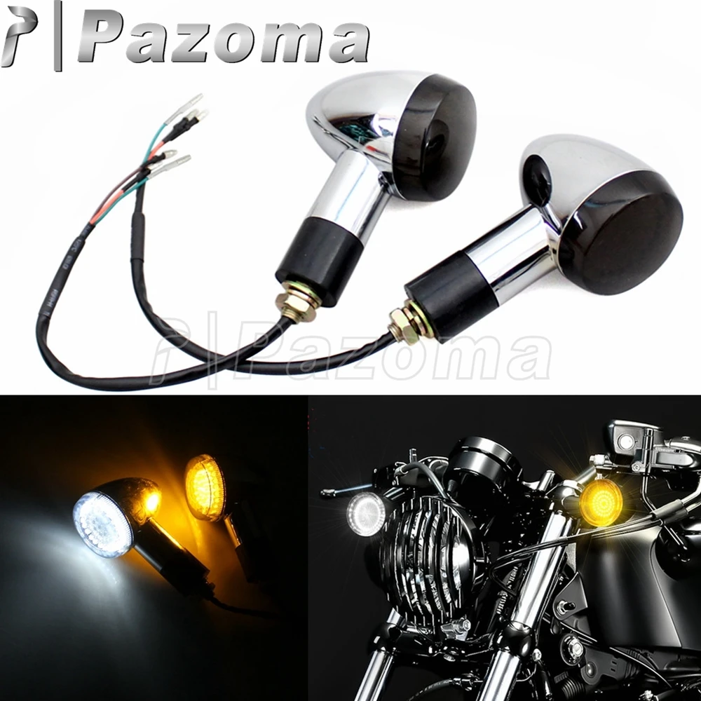 

12V Universal Motorcycle 2in1 LED Front Turn Signal Bullet Running Light For Harley Dyna Sportster Honda Suzuki Kawaski Cruiser
