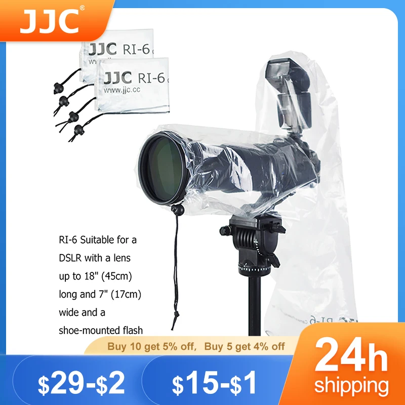 JJC 2PCS Waterproof Raincoat Camera Rain Cover Case Bag Prot