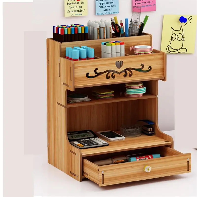 

Penholder Box Office Desktop Nordic Creative Fashion multi-grid Large Capacity Wooden Pen Holder Penholder Storage Basket