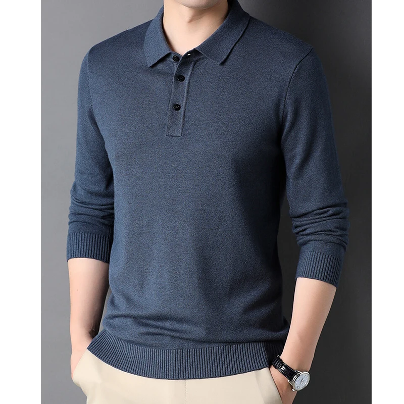 9Colors Spring Sweater Polo Shirts Men Simple Style Long Sleeve Pullovers Business Male Autumn Slim Fit Size S-3XL |