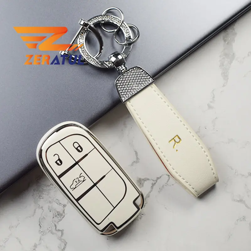 

For Jeep For Dodge Ram 1500 Journey Charger Dart Challenger Grand Cherokee Renegade Fiat Chrysler 300C TPU Car Key Case Cover