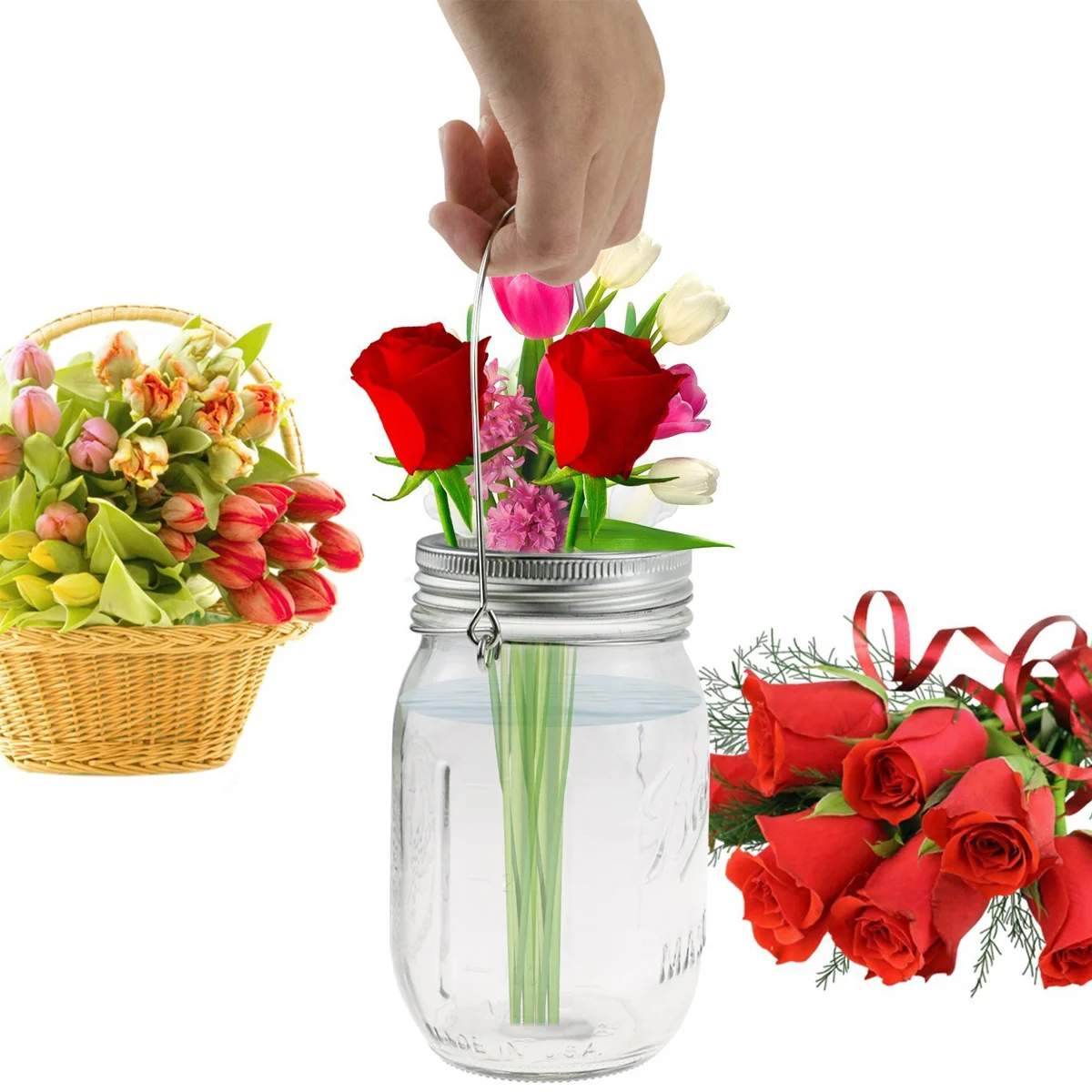 

Jar Mason Wire Hangers Hanger Handles Lid Hanging Canning Jars Mouth Hook Steel Hooks Handle Pint Stainless Regular Ring Holder