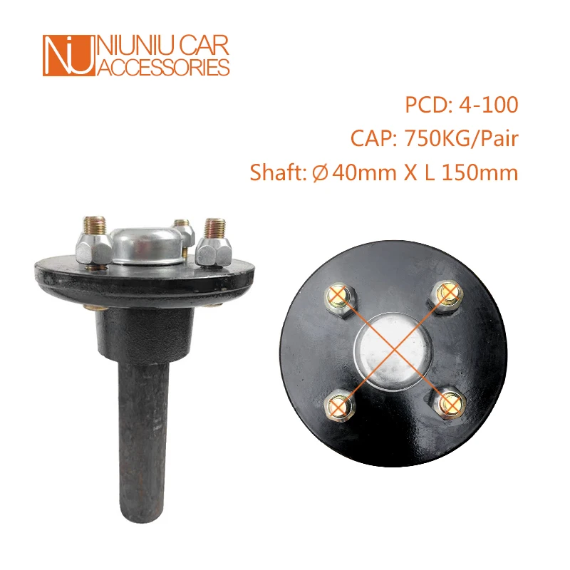 4-100 крышка 750 кг нетормозной прицеп Полуось ступицы вала цена для пары запчасти