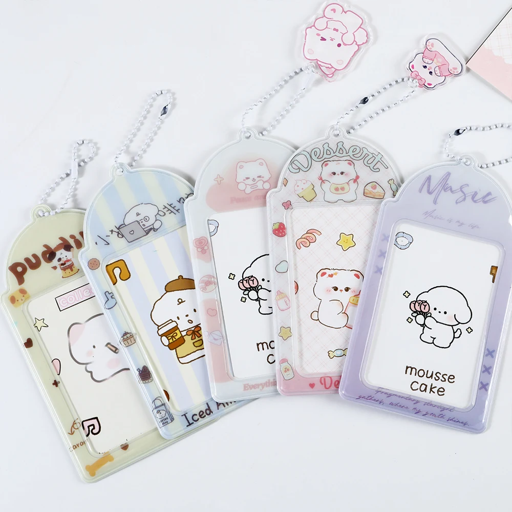 

Симпатичный держатель для карт из ПВХ, кольцо для ключей, брелок, Карманный держатель для фото, Чехол для карт, защитная рамка для фотокарт, подвеска для сумки