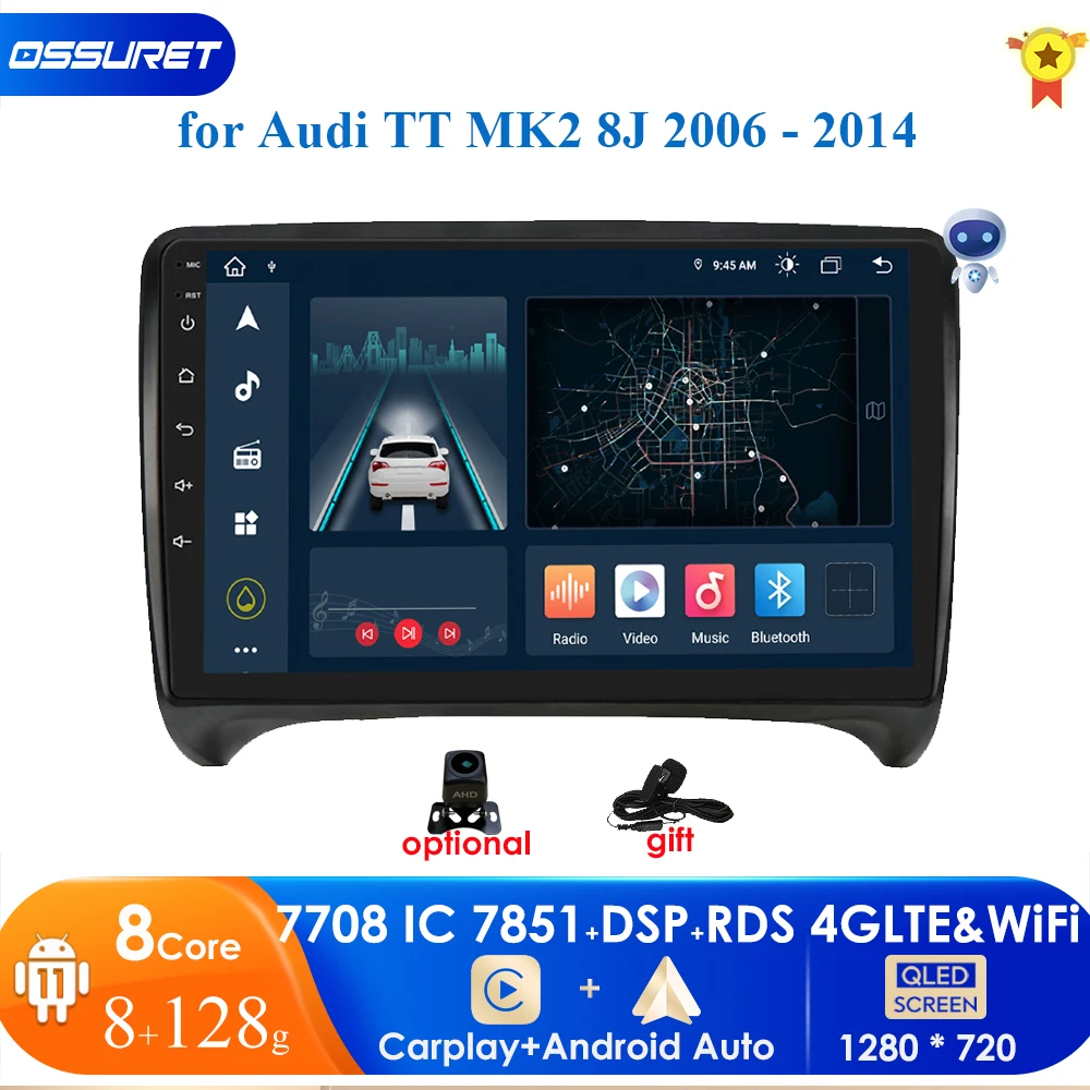 

8G+128G AI Voice 2 Din Android Auto Radio for Audi A3 8P 2003 - 2013 Carplay Car Multimedia Player GPS 2Din Autoradio Stereo RDS